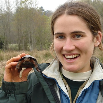 WDP biologist with a bog turtle spotted during a bog survey